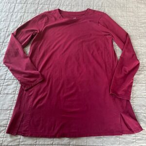 J. Jill Tunic Luxe Supima Forward Seam Burgundy Long Sleeve Top size S EUC